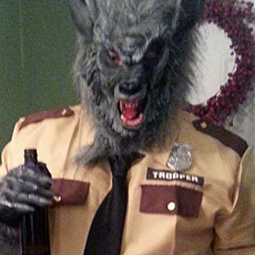 Johnny Barrett as WolfCop for Halloween