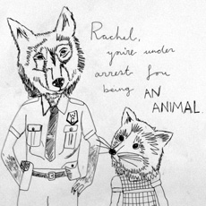 Doodle by Emily Cullen, mailed to our office with The X-Ray Cats vinyl.